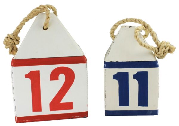 Wood Buoy Box Set of 2 #11 Blue & #12 Red - Planters, Storage, or Decor