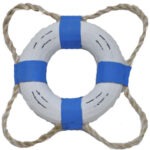5” Blue & White Wooden Life Ring Decor