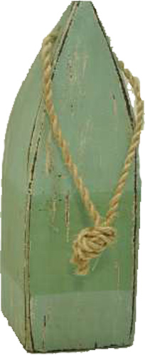 RC226-wood-square-buoy-with-rope-teal-green-distressed 11”h Distressed Teal & Green Wooden Square Buoy Decor