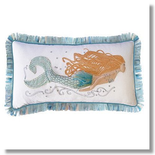 RD001-mermaid-applique-pillow-rectangular 26"L Mermaid Applique Pillow