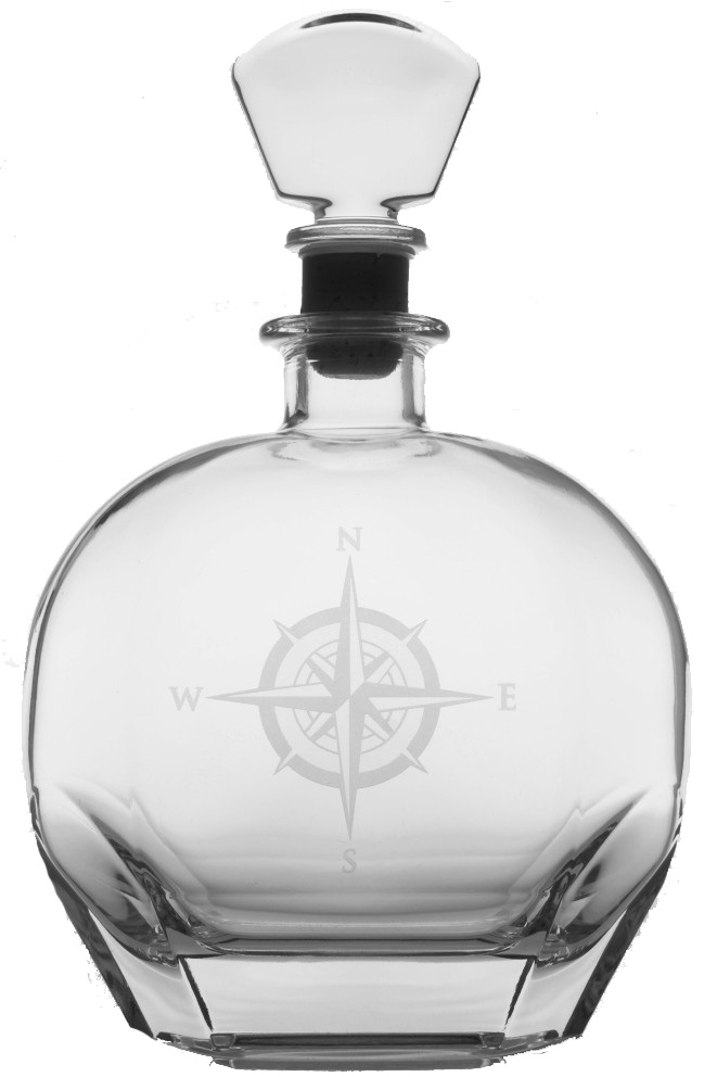 RO293-glass-sailboat-decanter Compass Rose Glass Decanter 23oz - Image 1