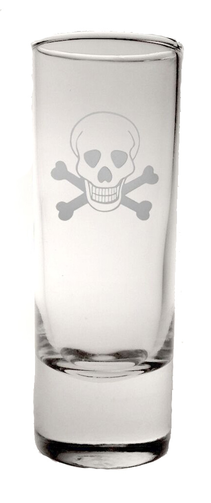 2.5oz Skull & Crossbones Cordial Glass
