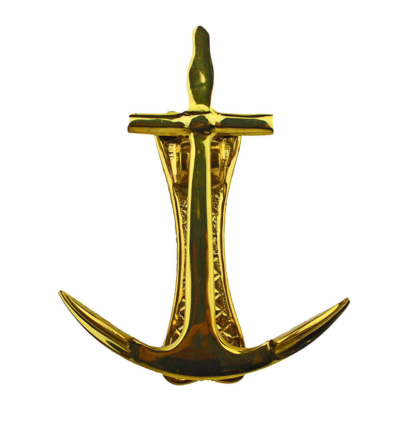 SE016 5.5"h Anchor Shaped Polished Brass Door Knocker with Lacquer Finish - Image 1