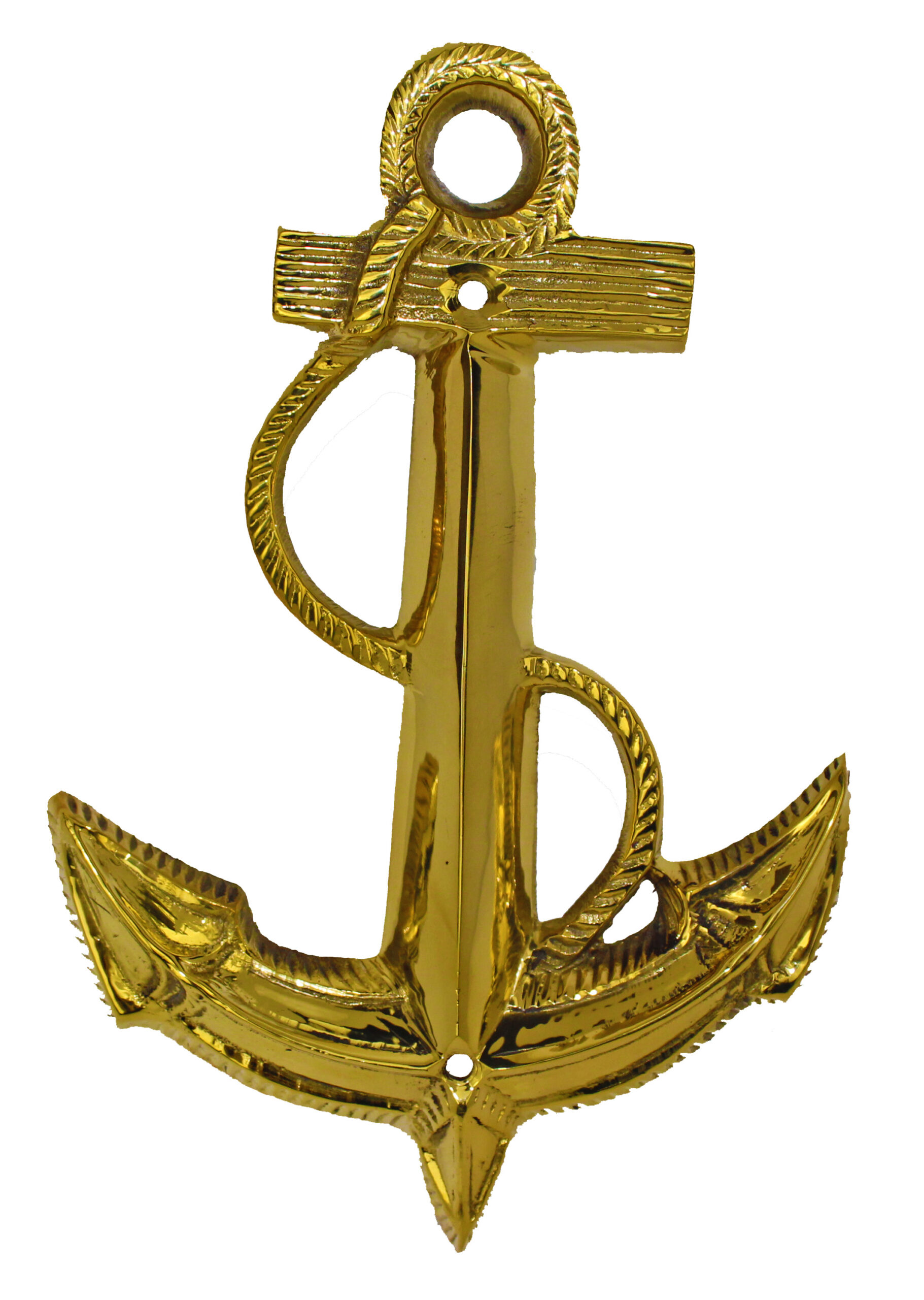 SE1005_7H-Solid-Brass-Wall-Mount-Anchor-with-Rope-Accents 7"H Solid Brass Wall Mount Anchor with Rope Accents - Image 1