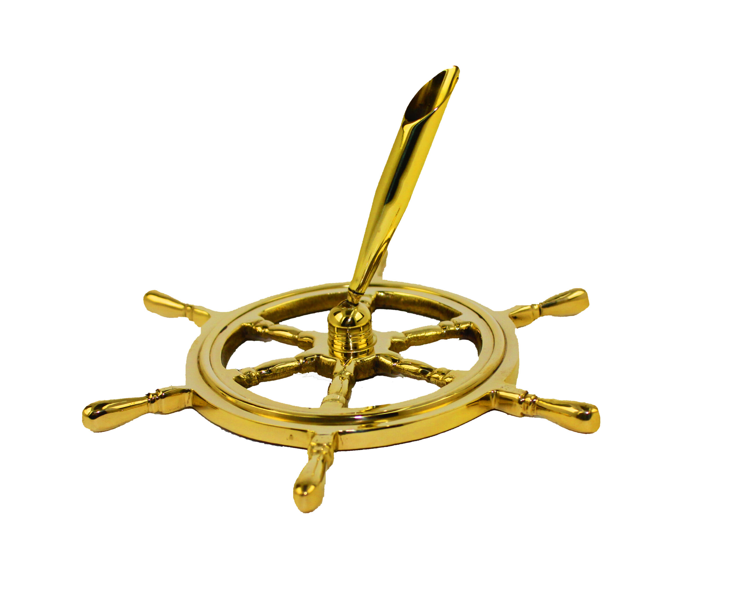 SE1053_IMG_0083-6.25h-Solid-Brass-Ship-Wheel-Pen-Holder 6.25"h Solid Brass Ship Wheel Pen Holder