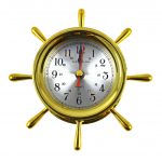 6.5"Dia Polished Brass Ship Wheel Clock
