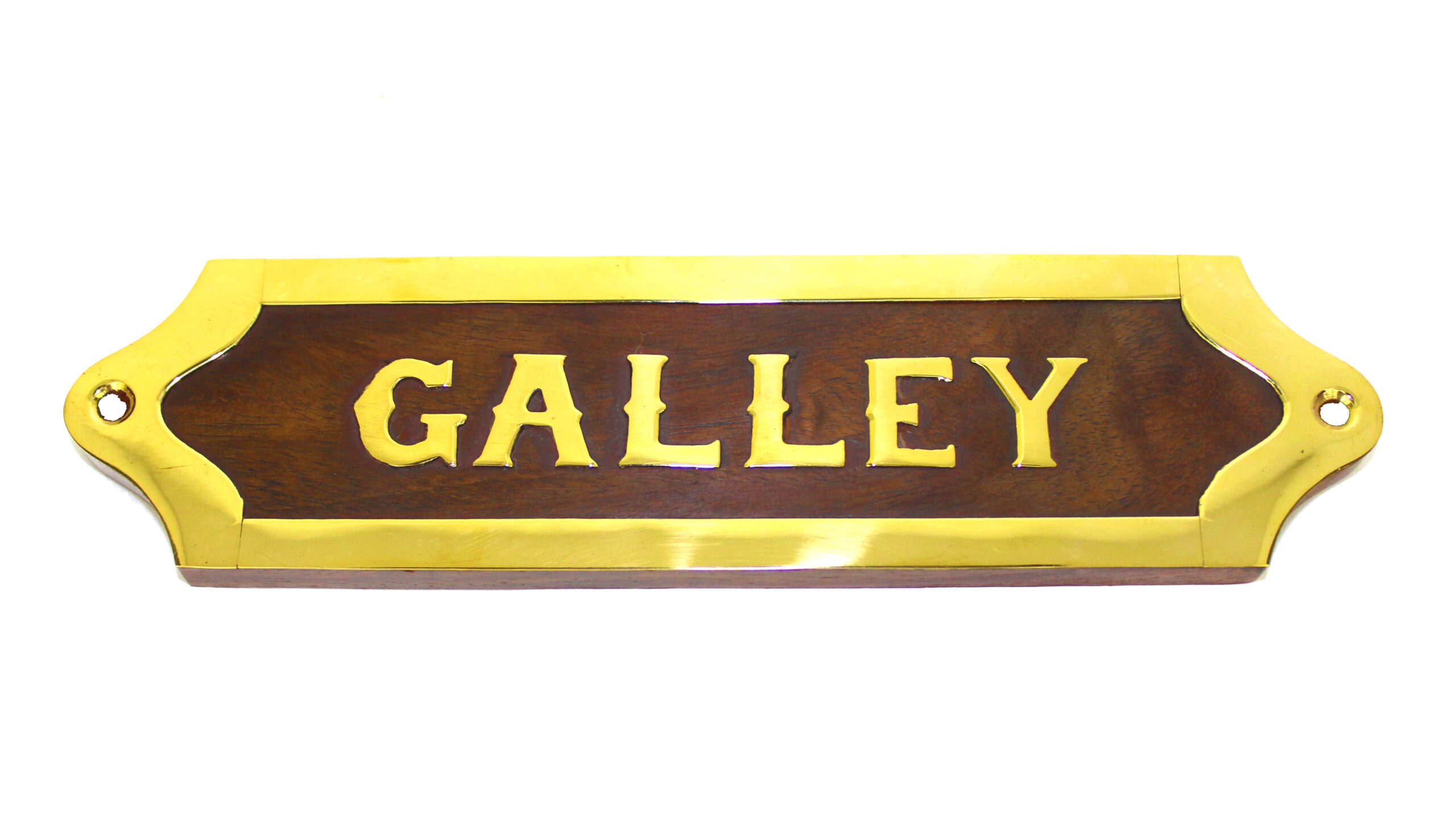 SE1140_IMG_7525 8"L Solid Wood Galley Wall Plaque with Brass Detailing - Image 1