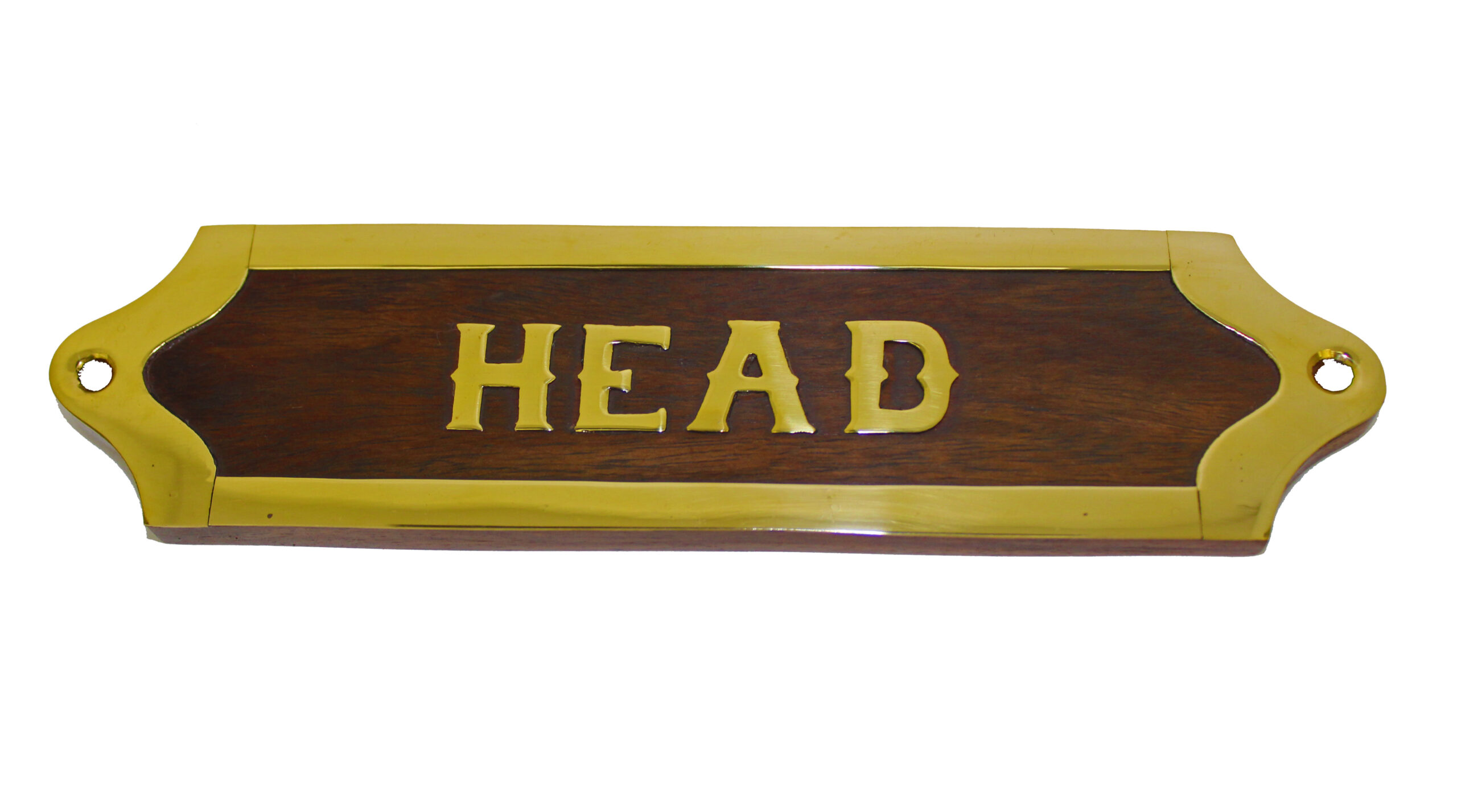 SE1141-head-wall-plaque 6"L Solid Wood Head Wall Mount Sign with Brass Detailing