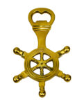 5.5”h Shipwheel Shaped Brass Handheld Bottle Opener with Lacquer Coating