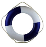 30"Dia White & Blue Canvas Life Ring Decor