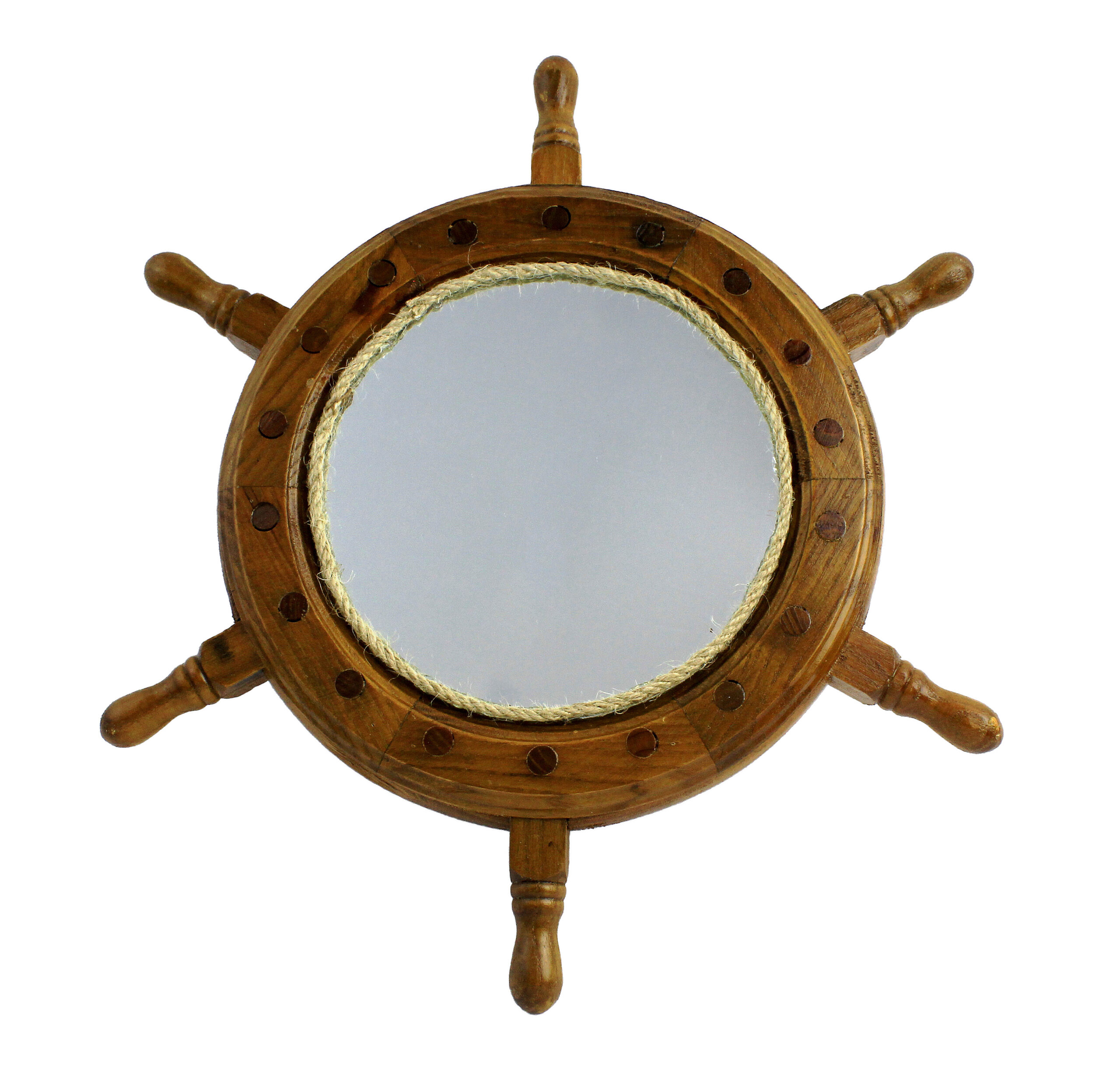 SE338_IMG_1482-13Dia-Wooden-Ship-Wheel-Wall-Mirror 13"Dia Wooden Ship Wheel Wall Mirror