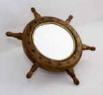 13"Dia Wooden Ship Wheel Wall Mirror - Image 2