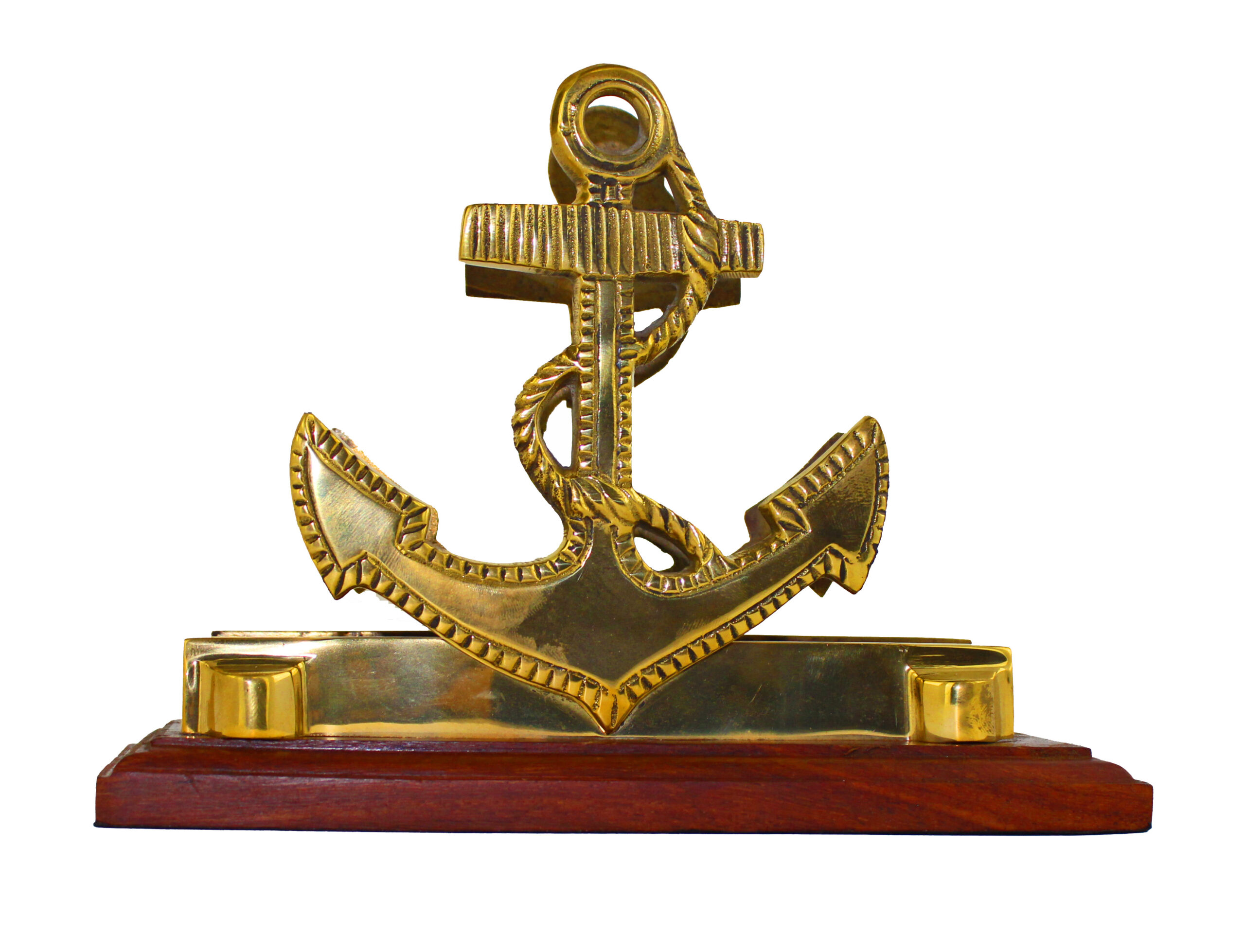 SE378_IMG_0133-7.5L-Wood-and-Brass-Anchor-Shaped-LetterMail-Holder 7.5"L Wood and Brass Anchor Shaped Letter/Mail Holder
