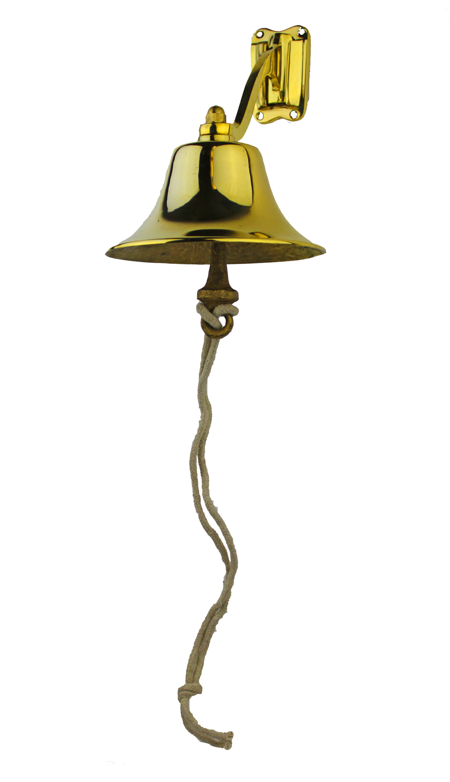 SE383_IMG_0131 6"H Solid Brass Wall Mount Bell with Rope and Sliding Arm - Image 1