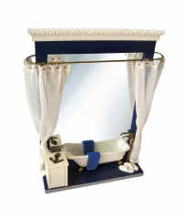 SE492-Wooden-Bathtub-Mirror-MP-2005 19"H Nautical Wooden Bathtub Scene Mirror Decorative Wall Hanging - Image 1