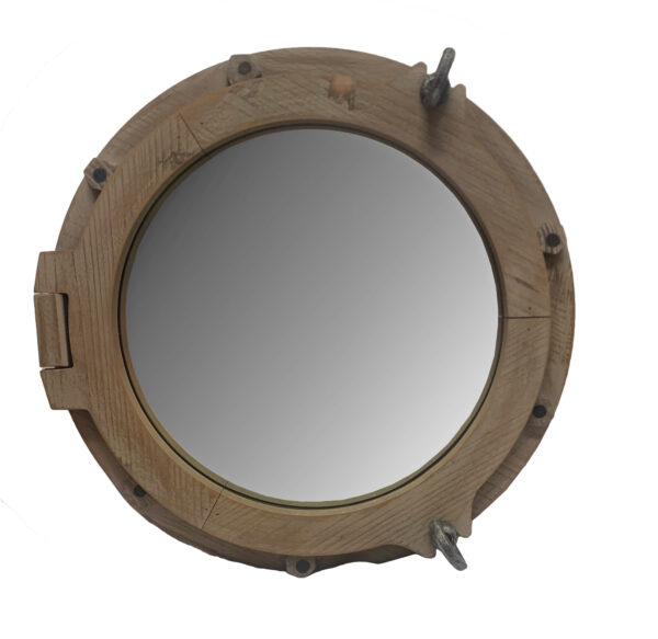 Wooden Round Porthole Mirror