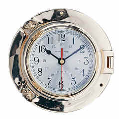 se571-5-5-inch-port-hole-clock 5.5"Dia Solid Brass Porthole Wall Mount Clock - Quartz + Opening Porthole! - Image 1