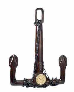 se599-22-anchor-clock 14" Metal Anchor & Chain Shaped Hanging Clock - Image 1