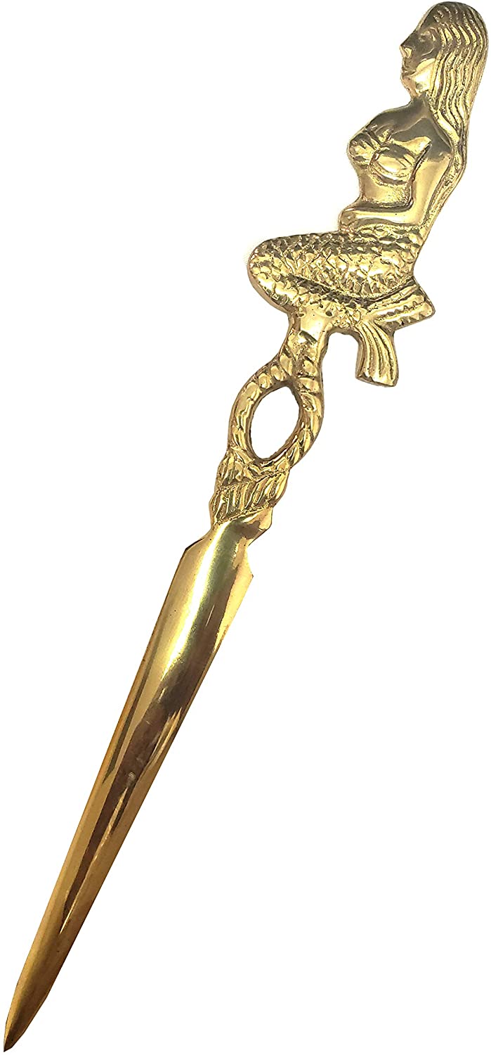 SE736 Polished Brass Letter Opener, Mermaid - Image 1