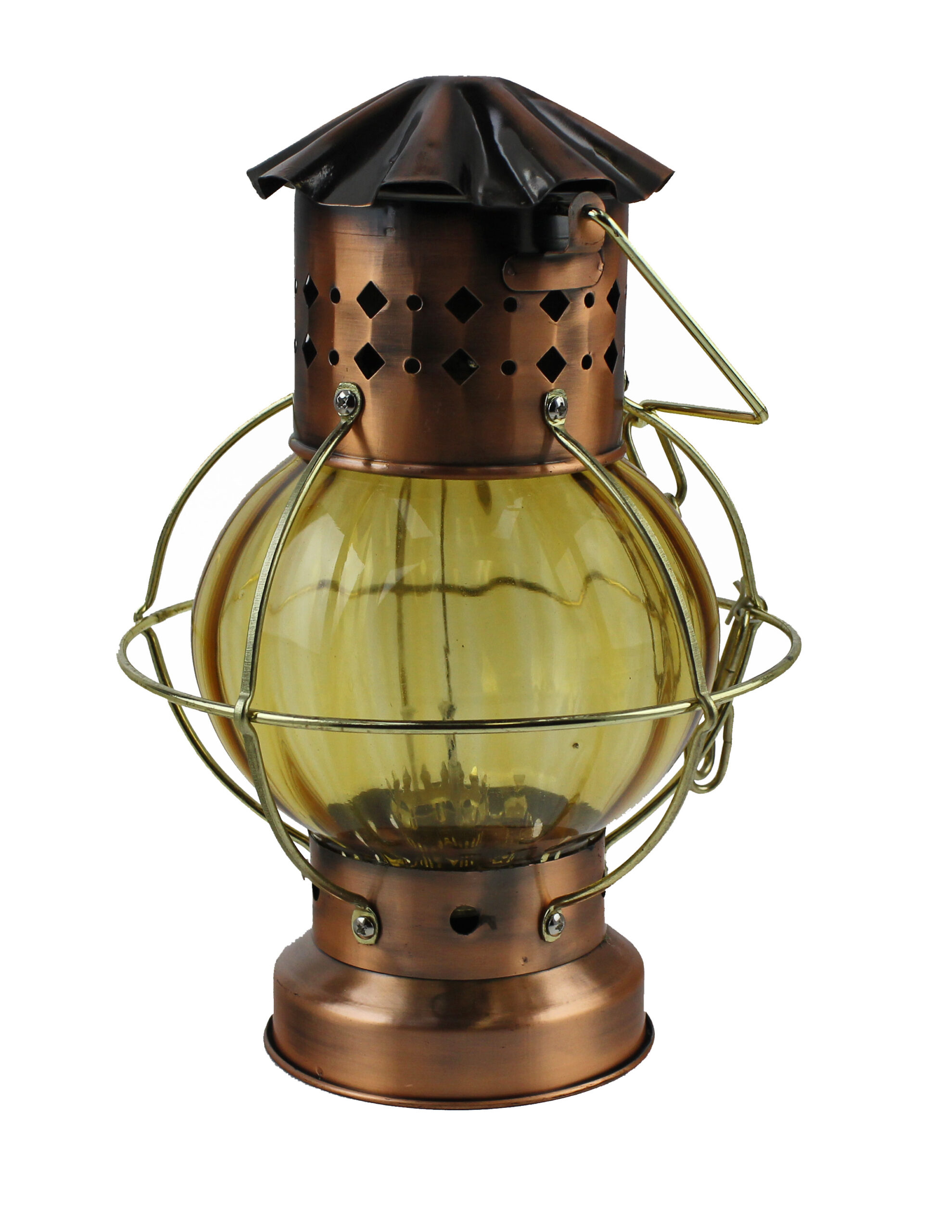 SE766_IMG_0269 10.5"H Antique Finish over Solid Brass Globe Oil Lantern - Image 1