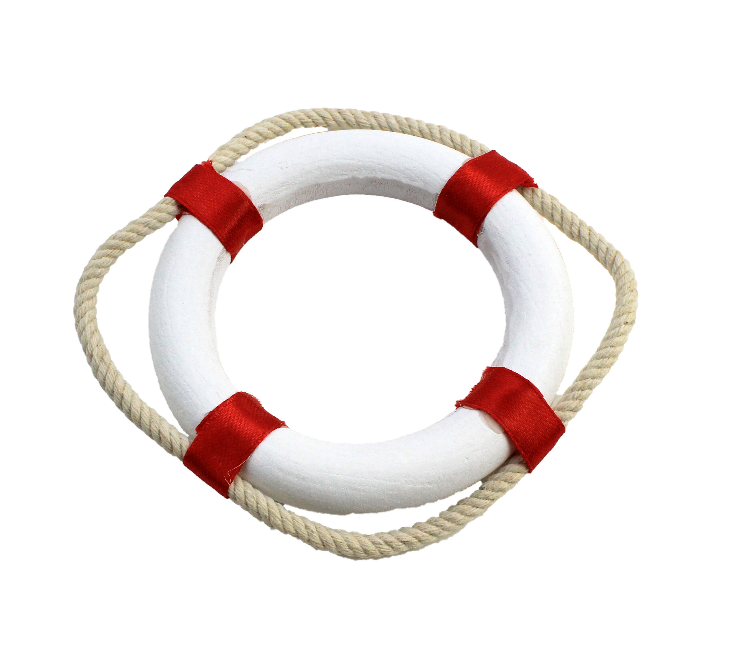 SE797_IMG_1493 4"Dia Wooden Red & White Life Ring - Image 1