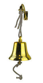 10"H Solid Brass Hanging Rope Bell with Bracket
