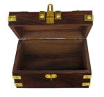 6"L Wooden Treasure Chest with Brass Detailing - Image 3