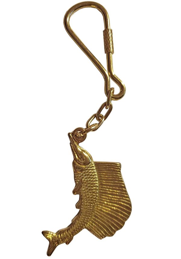 Keychain Sailfish Nautical Themed Brass