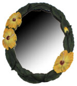 18"H Resin Yellow Hibiscus Wall Mirror