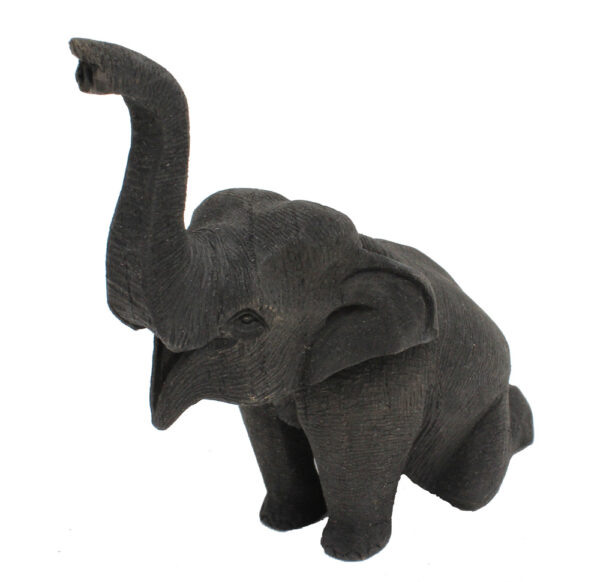 4"L Small Wooden Sitting Elephant