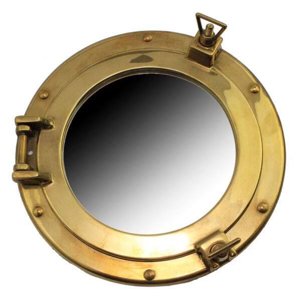 10.25”Dia Solid Brass Porthole Mirror