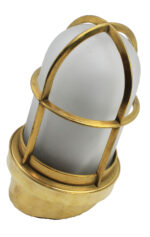 4" Dia Solid Brass Cage Light with Opaque Glass - 15 Degree Angle
