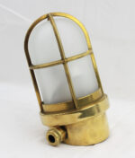 4" Dia Solid Brass Cage Light with Opaque Glass - 15 Degree Angle - Image 2