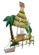 19"H Metal Tiki Bar Hut Wall Sculpture - Image 3