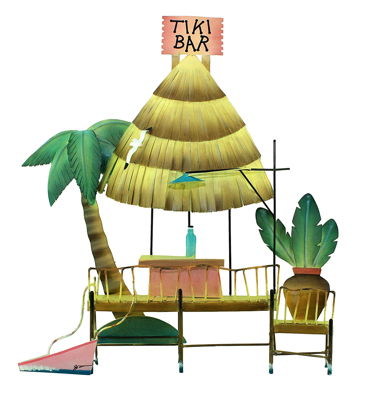 TI017-tiki-bar-wall-art 19"H Metal Tiki Bar Hut Wall Sculpture