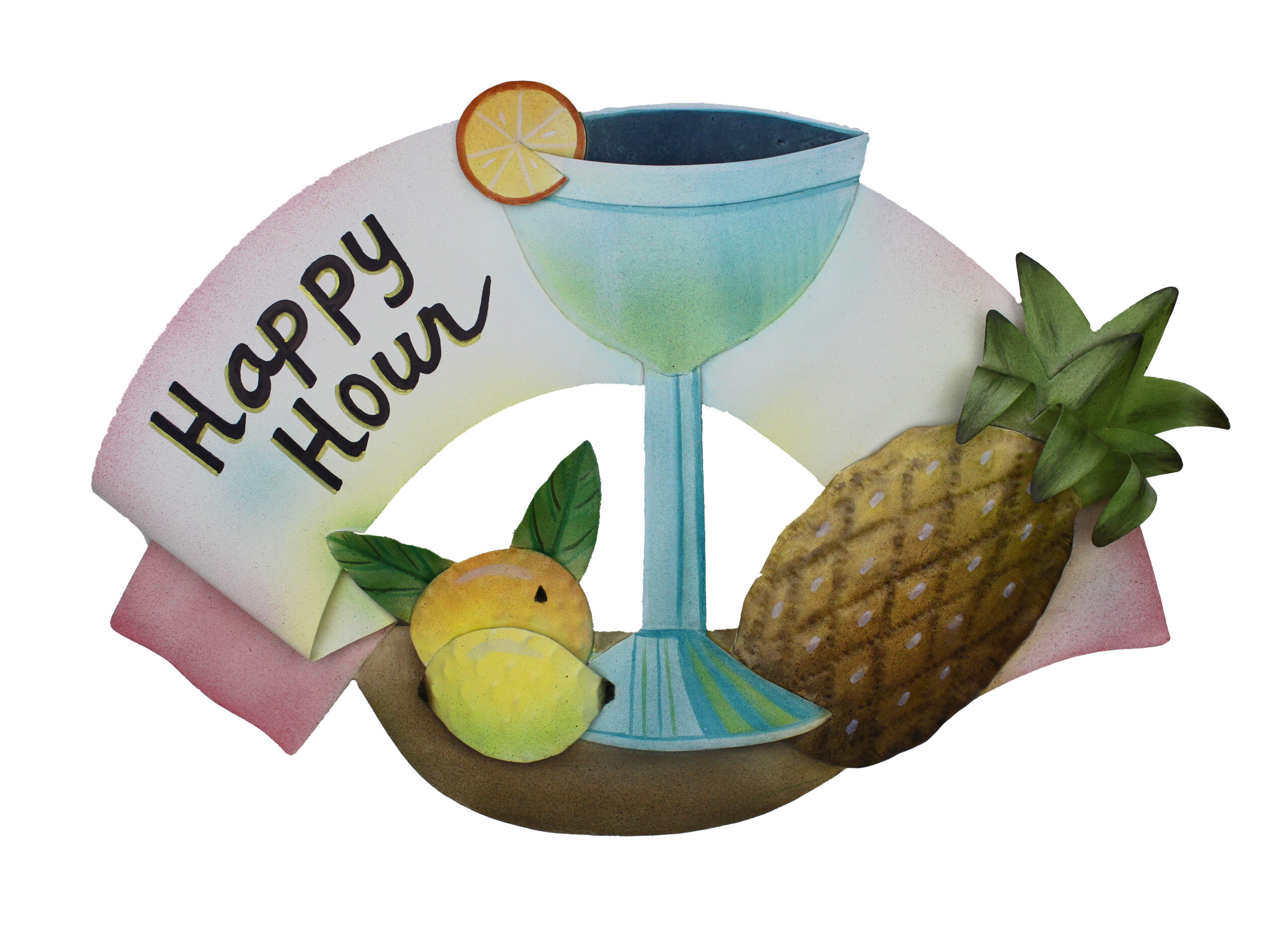 TI090_IMG_0598 18"L Metal Happy Hour Wall Sign - Image 1