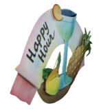 18"L Metal Happy Hour Wall Sign - Image 3