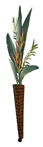 39"H Metal Heliconia in Rattan Vase Wall Art - Image 2