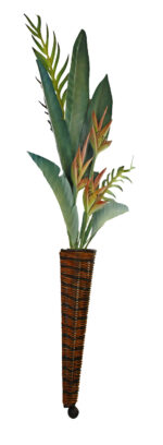 39"H Metal Heliconia in Rattan Vase Wall Art - Image 3
