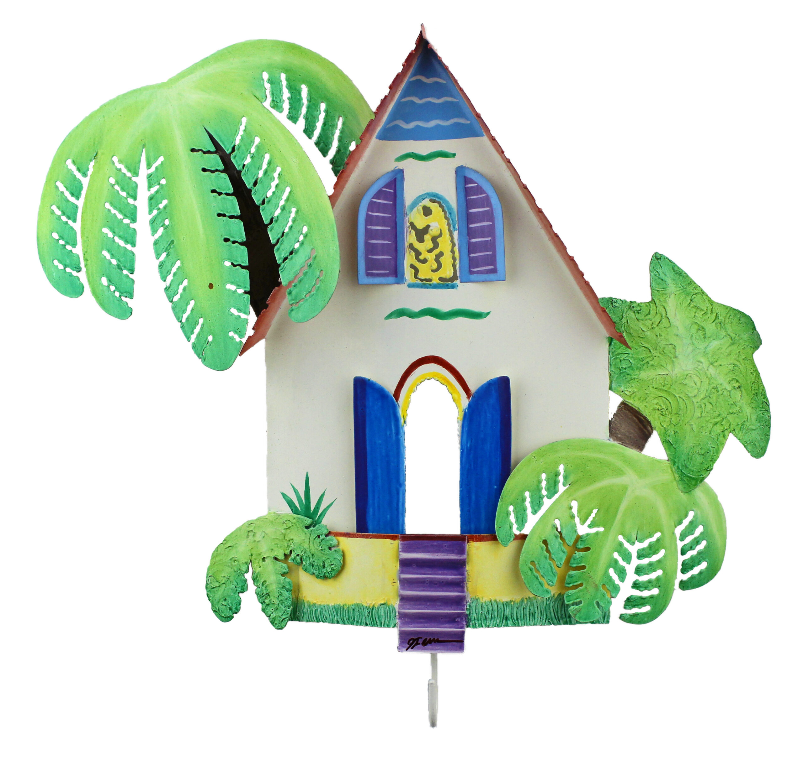 TI148_IMG_0616 12"H Metal Caribbean Beach House Wall Hook - Image 1