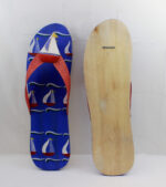 27.5"H Wooden Pair of Flip Flops with Sailboat Print Wall Decor - Image 4