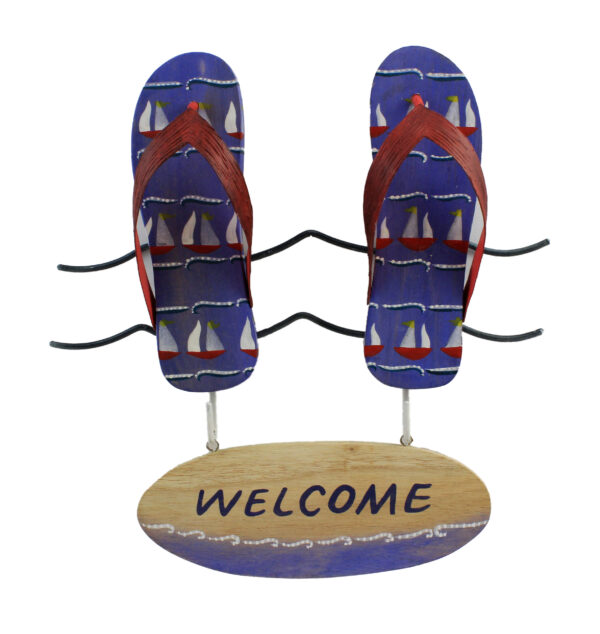 Gone for a Walk on The Beach- Flip Flops Wooden Wall Decor - 14 Inch Welcome Sign