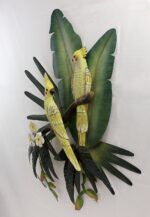 29"H Metal Cockatiel Pair in the Jungle Wall Art - Image 2