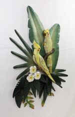 29"H Metal Cockatiel Pair in the Jungle Wall Art - Image 3