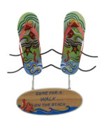 14"H Wooden Gone for a Walk on the Beach Flip Flops Wall Decor - Tropical Print - Image 2