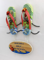 14"H Wooden Gone for a Walk on the Beach Flip Flops Wall Decor - Tropical Print - Image 3