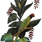 38.5"L Plum Head Parakeet Metal Wall Art