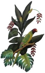 38.5"L Plum Head Parakeet Metal Wall Art