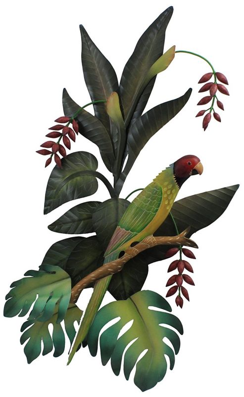 38.5"L Plum Head Parakeet Metal Wall Art