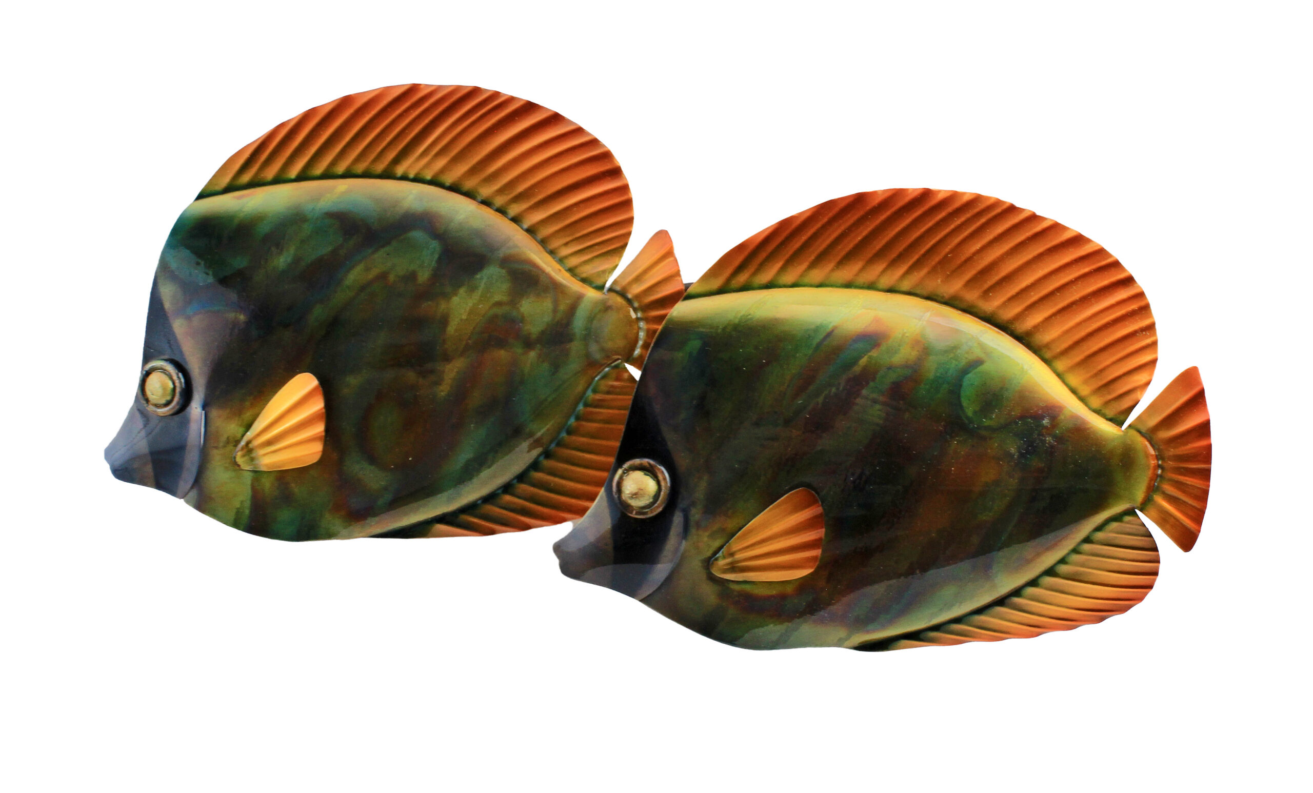 TI229_IMG_0120 14"H Copper Butterfly Fish Pair Wall Art - Image 1